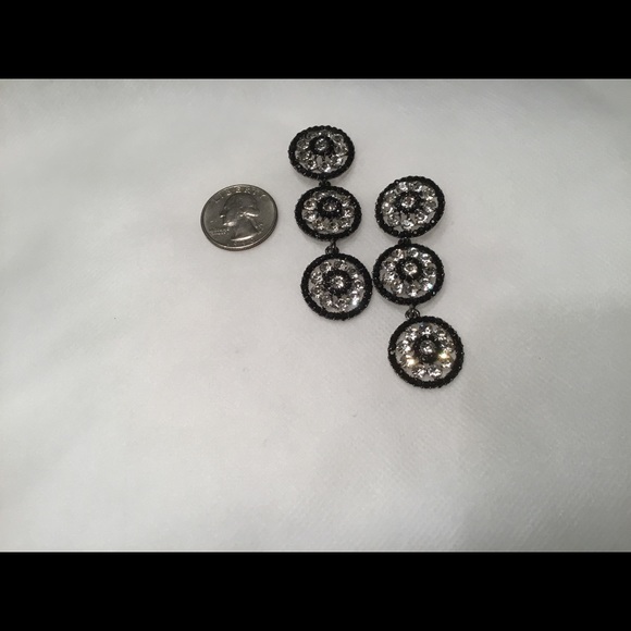 Triple Rhinestone Rosette Earrings - Picture 3 of 3